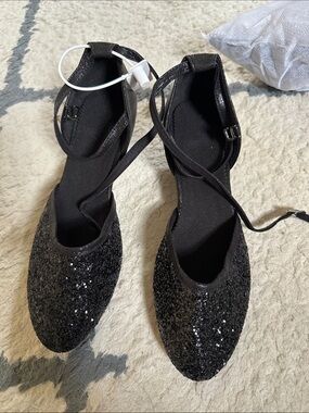 Women's Rubber Sole 1.3inch/3.5cm Sparkling Glitter Heels Ballroom Dance Shoes